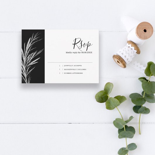 Schwarz-Weiß-Silber-UAWG RSVP Karte