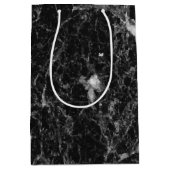 Schwarz-weiß- & Silbermarmor Modernes Glam-Party Mittlere Geschenktüte (Vorderseite)