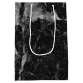 Schwarz-weiß- & Silbermarmor Modernes Glam-Party Mittlere Geschenktüte (Rückseite)