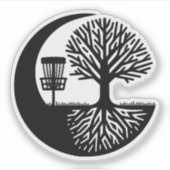 Schwarz-Weiß-Silhouette Disc Golf Aufkleber (Vorderseite)