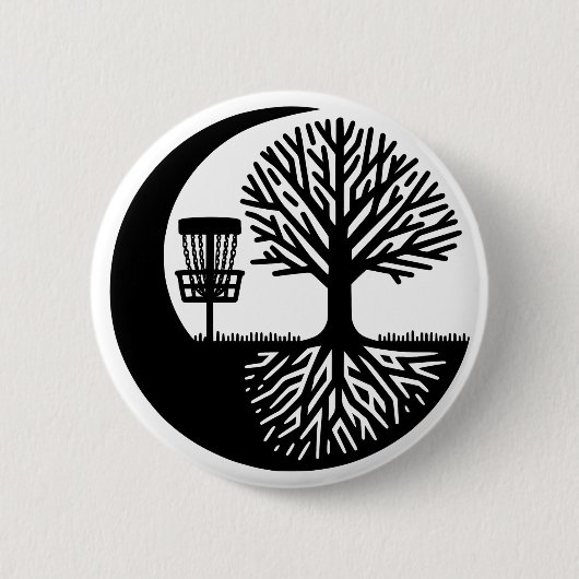 Schwarz-Weiß-Silhouette Disc Golf Button (Vorderseite)
