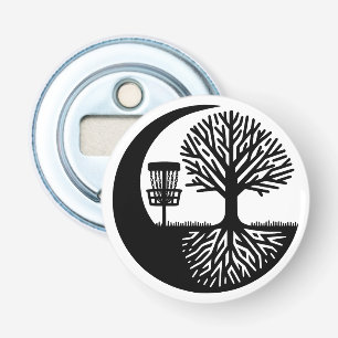 Schwarz-Weiß-Silhouette Disc Golf Flaschenöffner