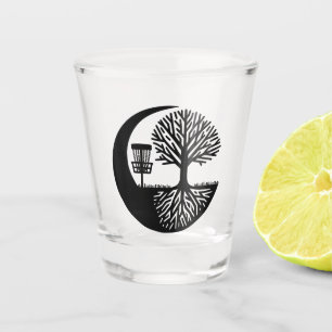 Schwarz-Weiß-Silhouette Disc Golf Schnapsglas