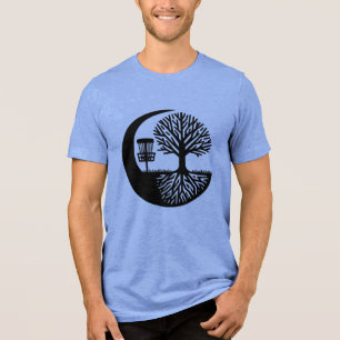 Schwarz-Weiß-Silhouette Disc Golf Tri-Blend Shirt
