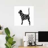 Schwarz-Weiß-Silhouette eines Stehenden Beagle Poster (Heimbüro)