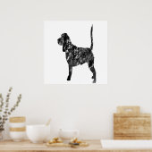 Schwarz-Weiß-Silhouette eines Stehenden Beagle Poster (Küche)