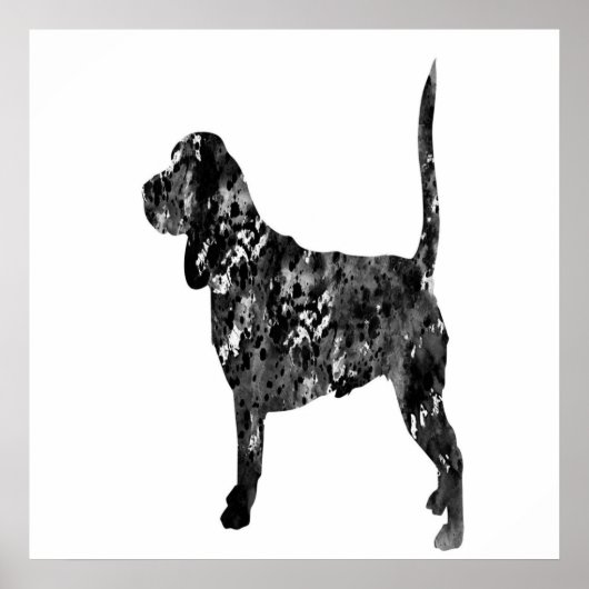 Schwarz-Weiß-Silhouette eines Stehenden Beagle Poster (Vorne)