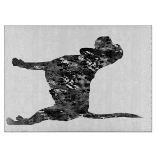 Schwarz-Weiß-Silhouette eines Stehenden Beagle Schneidebrett