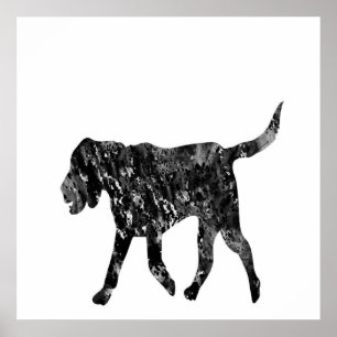 Schwarz-Weiß-Silhouette eines wandernden Beagle Poster