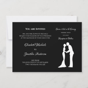 Schwarz-Weiß-Silhouette Hochzeit Einladung