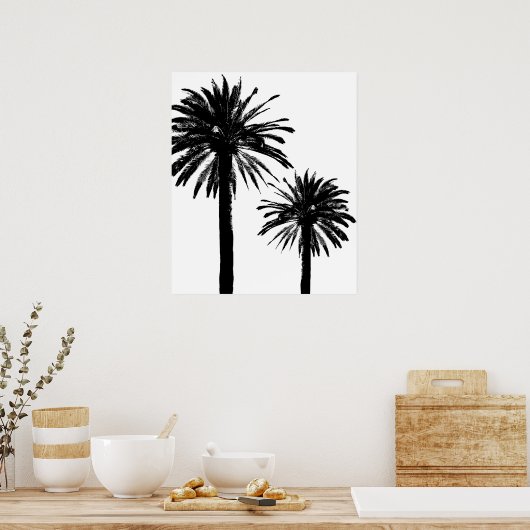 Schwarz-Weiß-Silhouette-Poster Poster (Küche)