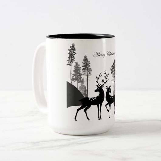 Schwarz-Weiß-Silhouette Zweifarbige Tasse (Vorderseite Links)