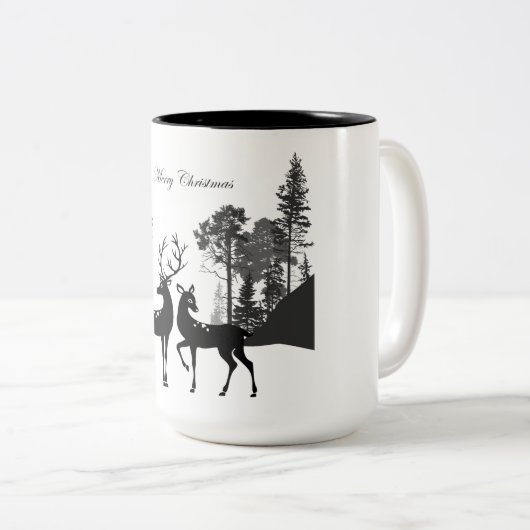 Schwarz-Weiß-Silhouette Zweifarbige Tasse (VorderseiteRechts)