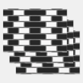 Schwarz-Weiß-Sillitoe-Tartan-Muster Geschenkpapier Set