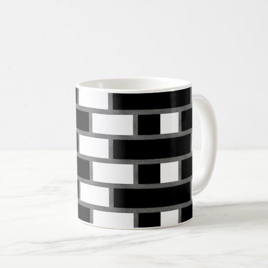 Schwarz-Weiß-Sillitoe-Tartan-Muster Kaffeetasse (VorderseiteRechts)
