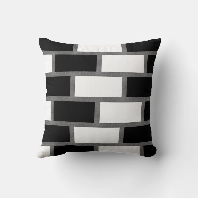 Schwarz-Weiß-Sillitoe-Tartan-Muster Kissen (Rückseite)