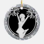 Schwarz, Weiß, Silver Custom Cheerleader Ornamente (Hinten)