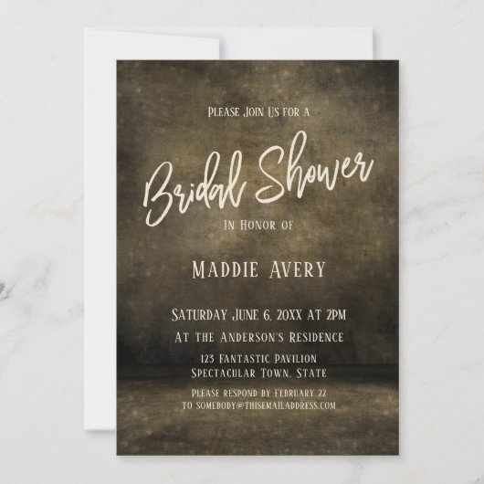 Schwarz-weiß Simple Brautparty Script Typografie Einladung (Vorderseite)