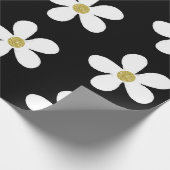 Schwarz-weiß Simple Daisy Gold Geschenkpapier (Ecke)