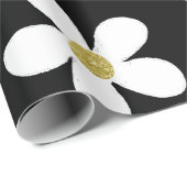 Schwarz-weiß Simple Daisy Gold Geschenkpapier (Rolleneckpunkt)