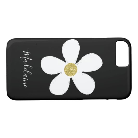 Schwarz-weiß Simple Daisy Gold Personal Case-Mate iPhone Hülle (Rückseite (Horizontal))