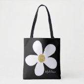 Schwarz-weiß Simple Daisy Gold Personal Tasche (Vorderseite)