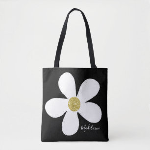 Schwarz-weiß Simple Daisy Gold Personal Tasche