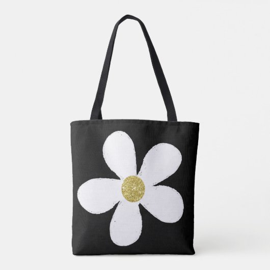 Schwarz-weiß Simple Daisy Gold Personal Tasche (Rückseite)