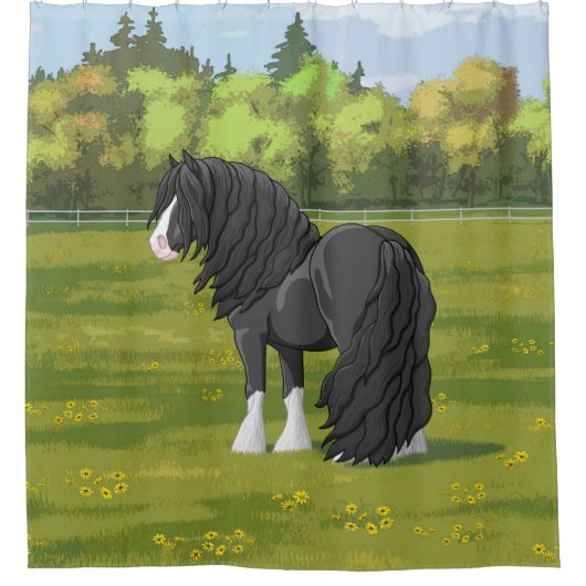 Schwarz & Weiß Sinti und Roma Vanner Tinker Entwur Duschvorhang (Vorderseite)