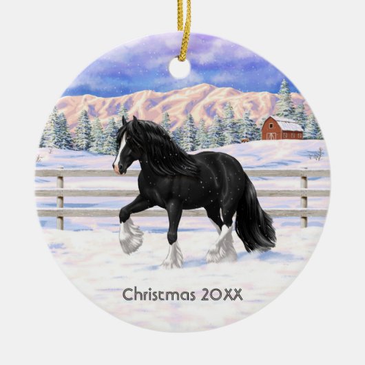 Schwarz & Weiß Sinti und Roma Vanner Tinker Entwur Keramik Ornament (Vorne)