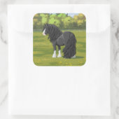 Schwarz & Weiß Sinti und Roma Vanner Tinker Entwur Quadratischer Aufkleber (Tasche)