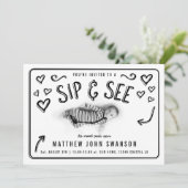 Schwarz-Weiß-Sippe und Foto sehen Einladung (Stehend Vorderseite)