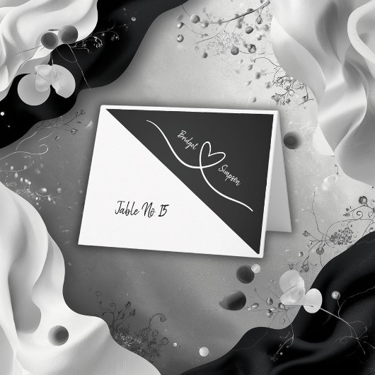 Schwarz-Weiß-Sitzkarten mit schlichter Eleganz Dankeskarte