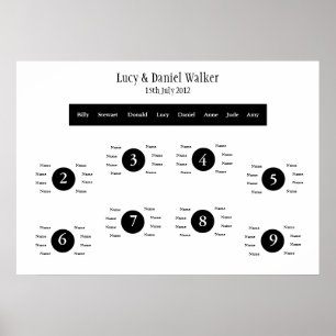 Schwarz-Weiß-Sitzplan Poster