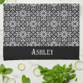 Schwarz-Weiß-Skandinavien-Muster Geschirrtuch (Gefaltet)