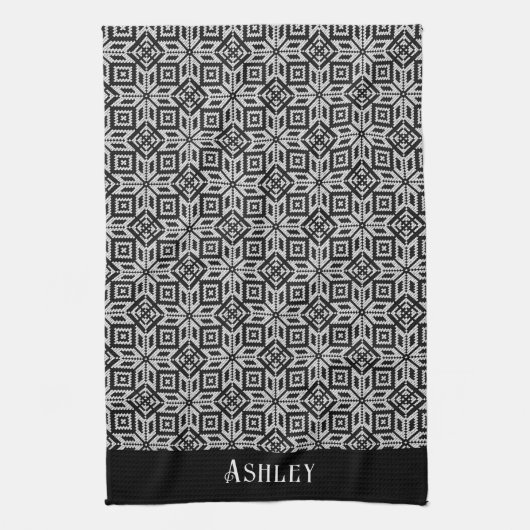 Schwarz-Weiß-Skandinavien-Muster Geschirrtuch (Vertikal)
