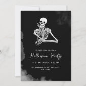 Schwarz-Weiß-Skelett-Halloween-Party Einladung (Vorderseite)