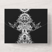 Schwarz-Weiß-Skelett-Hochzeit All In One Einladung (Rückseite)