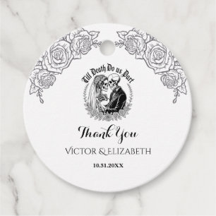 Schwarz-Weiß-Skelett-Hochzeit Geschenkanhänger