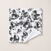 Schwarz-Weiß-Skelett Skelett Skull Art Muster Badhandtuch Set (Waschlappen)