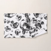 Schwarz-Weiß-Skelett Skelett Skull Art Muster Badhandtuch Set (Handtuch)