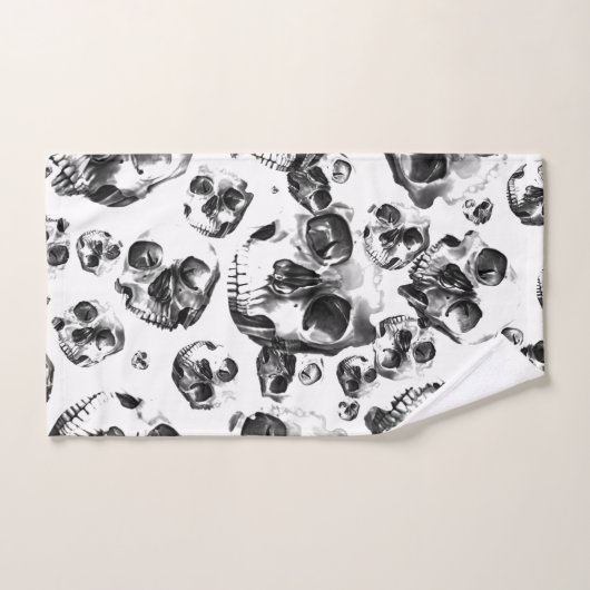 Schwarz-Weiß-Skelett Skelett Skull Art Muster Badhandtuch Set (Handtuch)