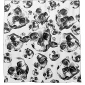 Schwarz-Weiß-Skelett Skelett Skull Art Muster Duschvorhang (Vorderseite)