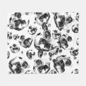 Schwarz-Weiß-Skelett Skelett Skull Art Muster Fleecedecke (Vorderseite (Horizontal))