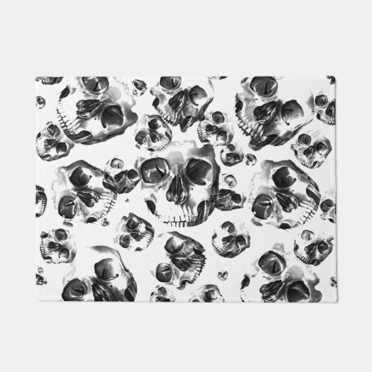 Schwarz-Weiß-Skelett Skelett Skull Art Muster Fußmatte (Vorderseite)
