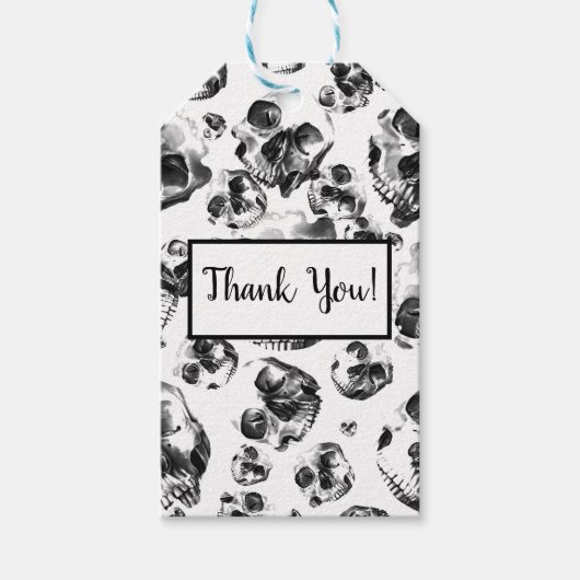 Schwarz-Weiß-Skelett Skelett Skull Art Muster Geschenkanhänger (Vorderseite)