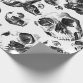 Schwarz-Weiß-Skelett Skelett Skull Art Muster Geschenkpapier (Ecke)