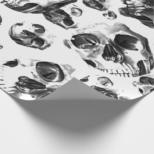 Schwarz-Weiß-Skelett Skelett Skull Art Muster Geschenkpapier (Ecke)