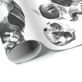 Schwarz-Weiß-Skelett Skelett Skull Art Muster Geschenkpapier (Rolleneckpunkt)