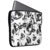 Schwarz-Weiß-Skelett Skelett Skull Art Muster Laptopschutzhülle (Vorne Rechts)